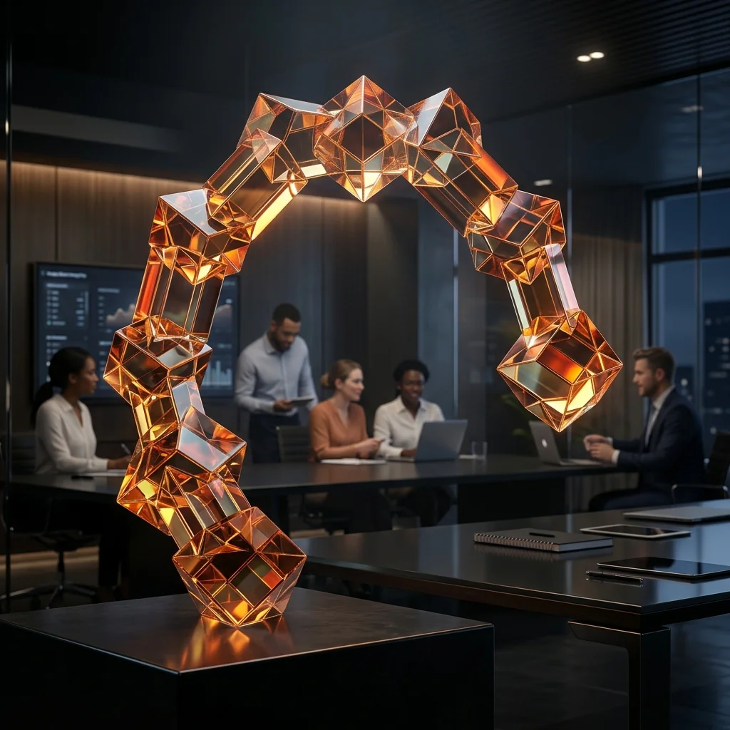 Phoenix Local Marketing premium geometric sculpture representing structural coordination and team integrity