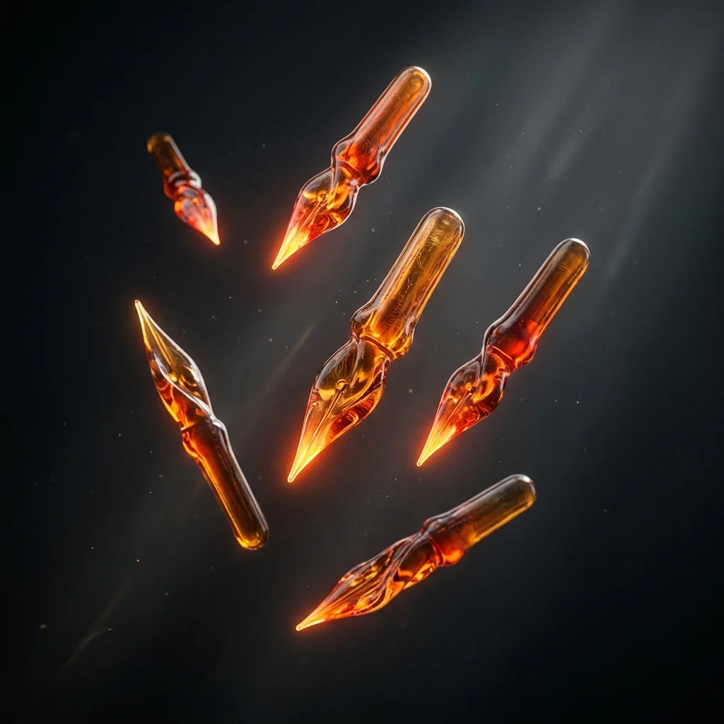 Phoenix Local Marketing blog header image featuring abstract glowing 3D orange glass pen tips representing writer insights